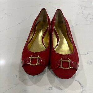 Ralph Lauren Red Flats with Gold Accent